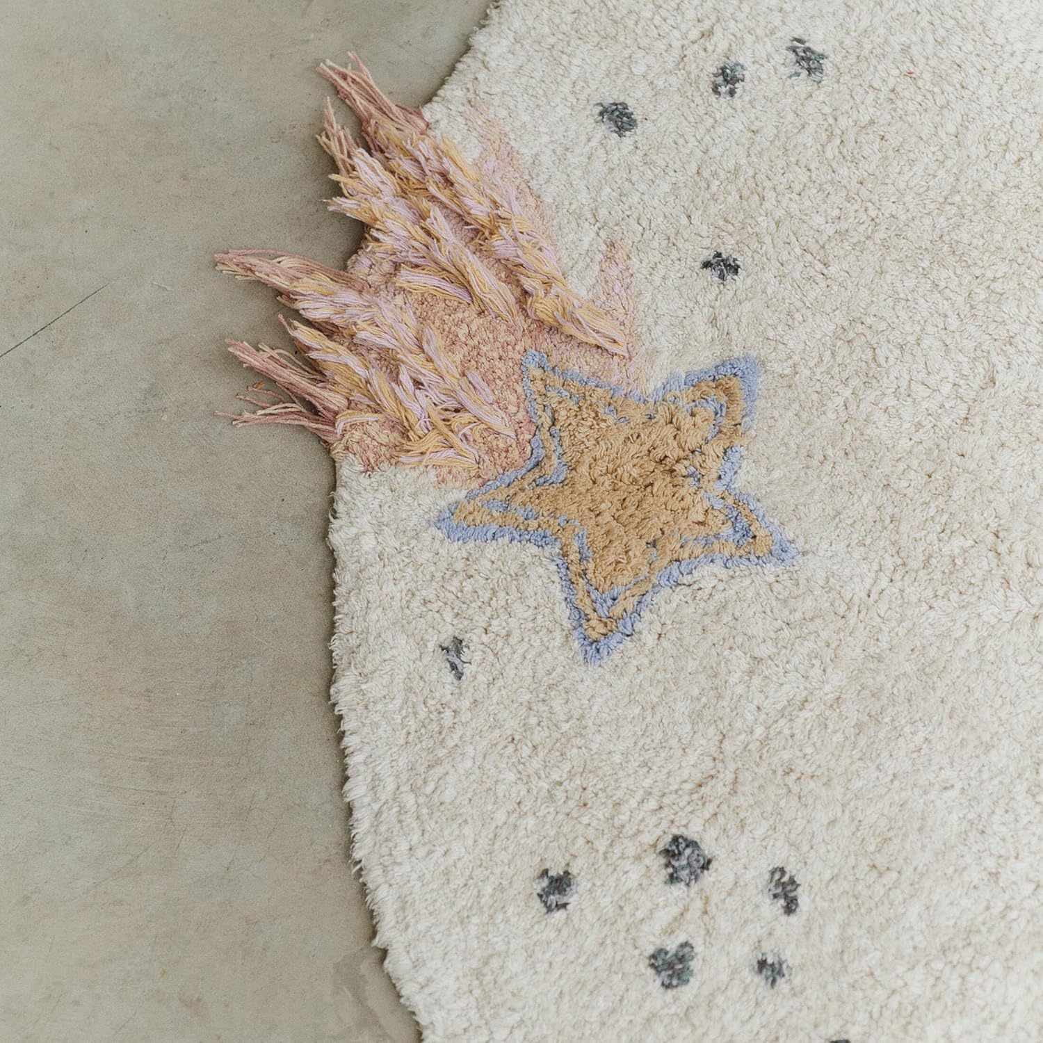 Lorena Canals Washable Area Rug Interstellar Journey 4’ 7” Ø for Bedroom, Kids Room and Nursery Rug Hand-Woven of Cotton