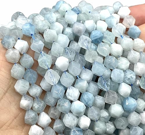 Miniatura 6 de ABCGEMS - Cuentas de aguamarina brasileña (una técnica de corte fascinante que ilumina el brillo de cada cuenta como estrellas en el cielo