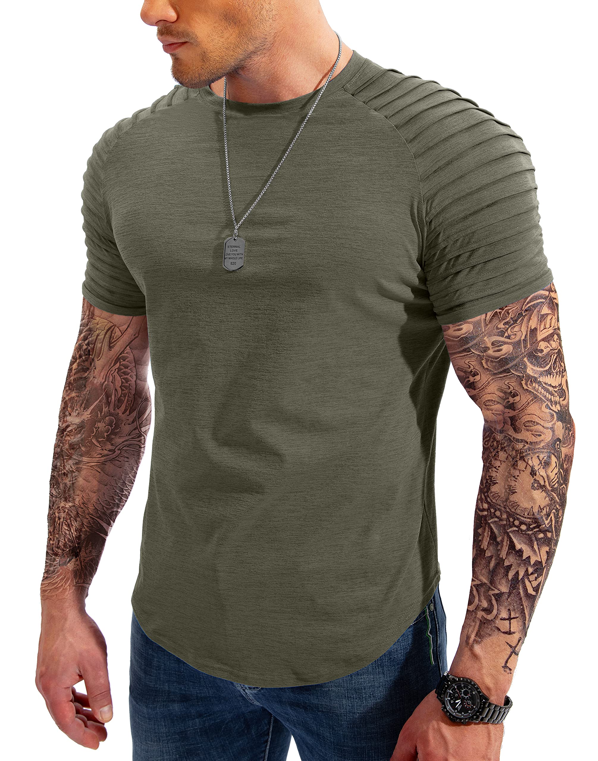 PinkbombMen's Muscle T-Shirts Fashion Tee Short Sleeve Athletic Workout Gym Slim Fit T Shirts for Men