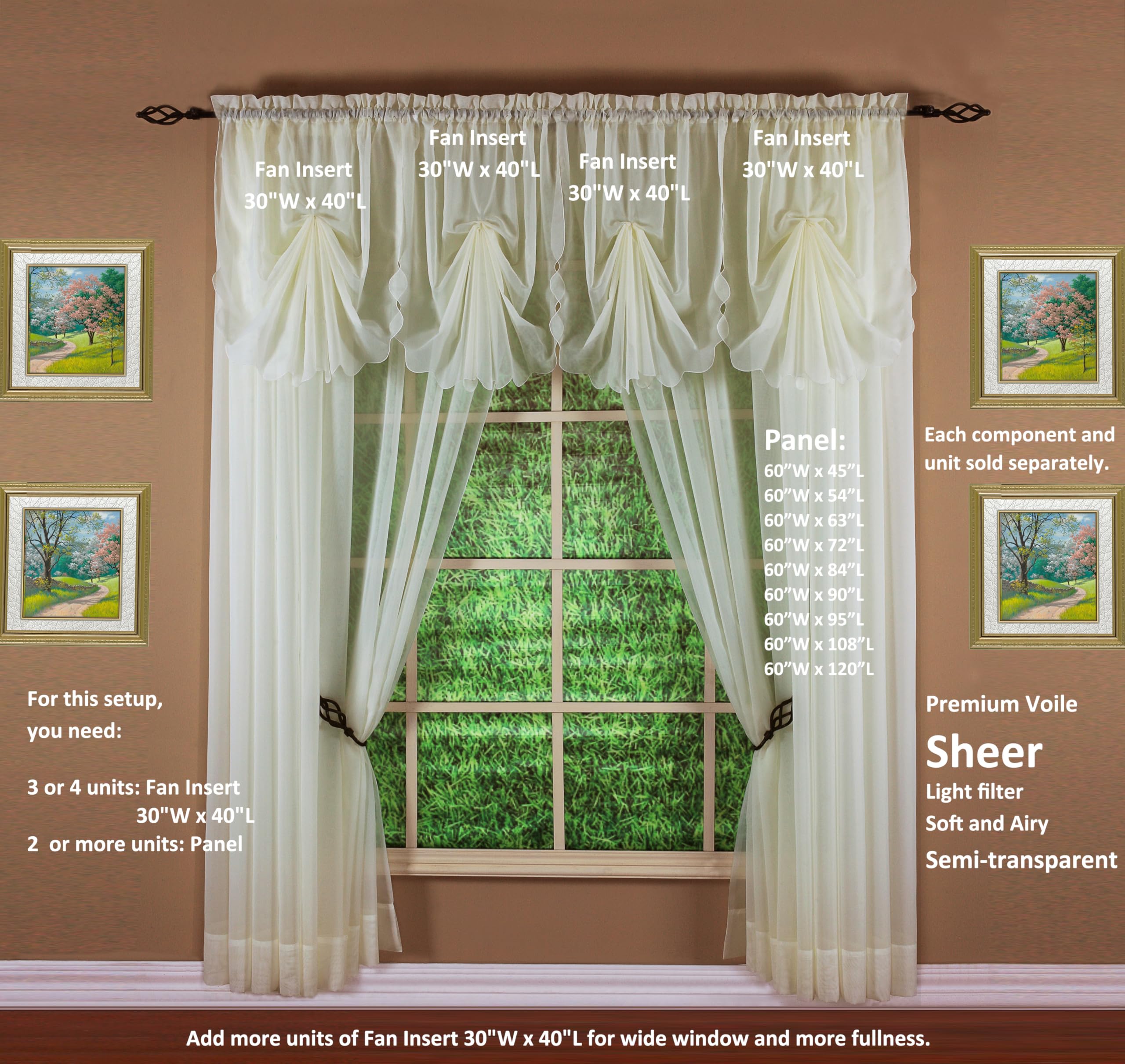 Today's Curtain Emelia Original Cantonnière en Voile, écru, 76,2 x 101,6 cm (l x L)