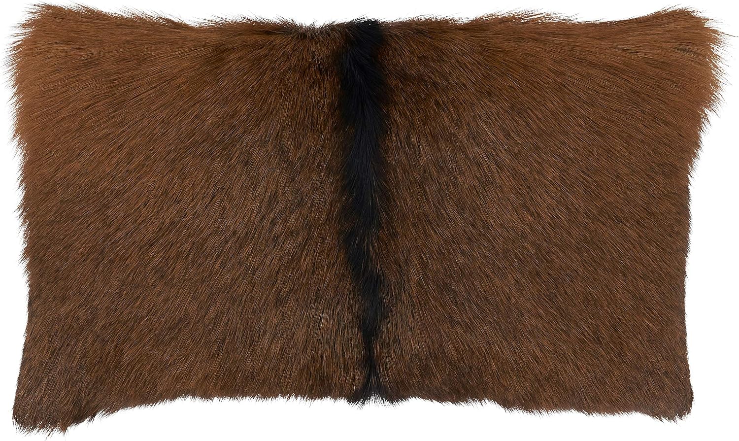 SARO LIFESTYLE Aries Collection Goat Fur Throw Pillow with Poly Filling, 12"" x 20"", Brown