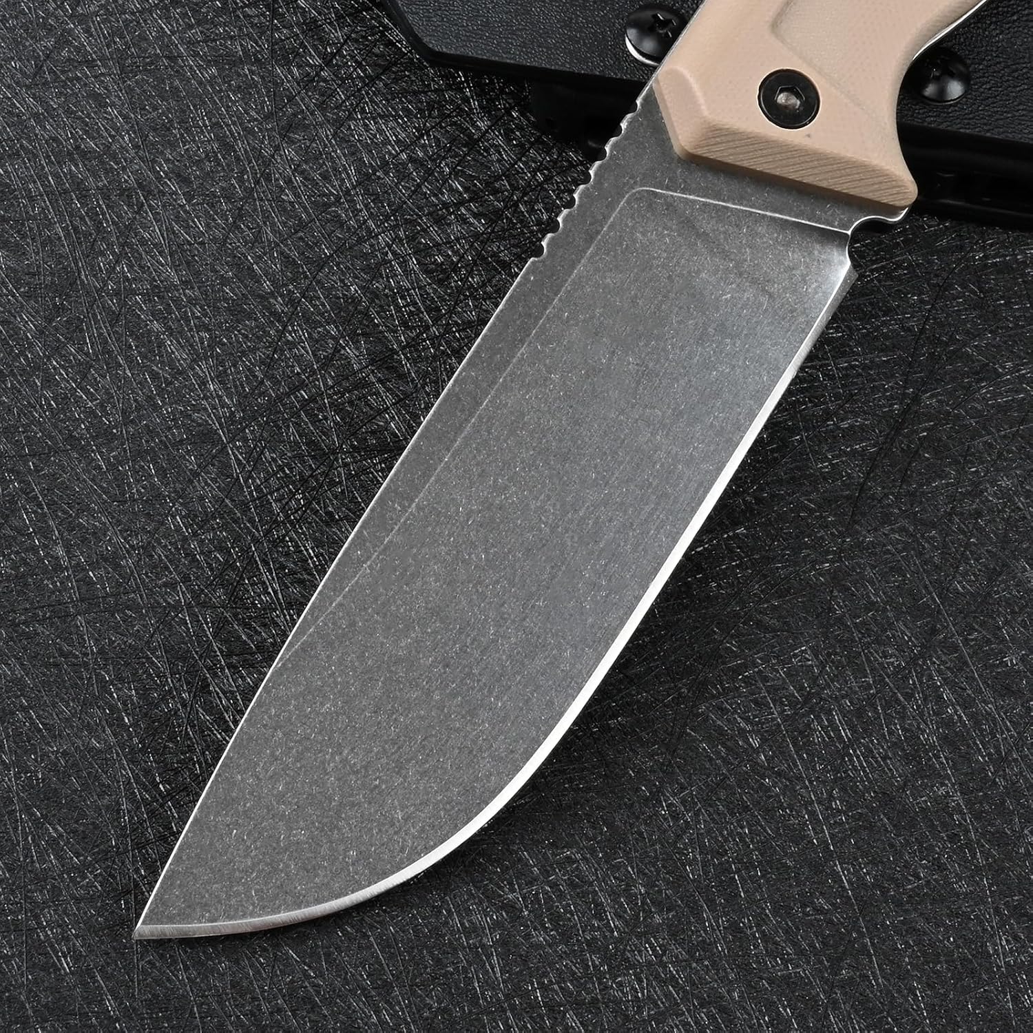 Knives 14C28N Steel Tactical Fixed Blade Knife with kydex sheath G10 Handle for Men EDC Outdoor Camping Survival Hunting (Black stone wash+khaki G10)