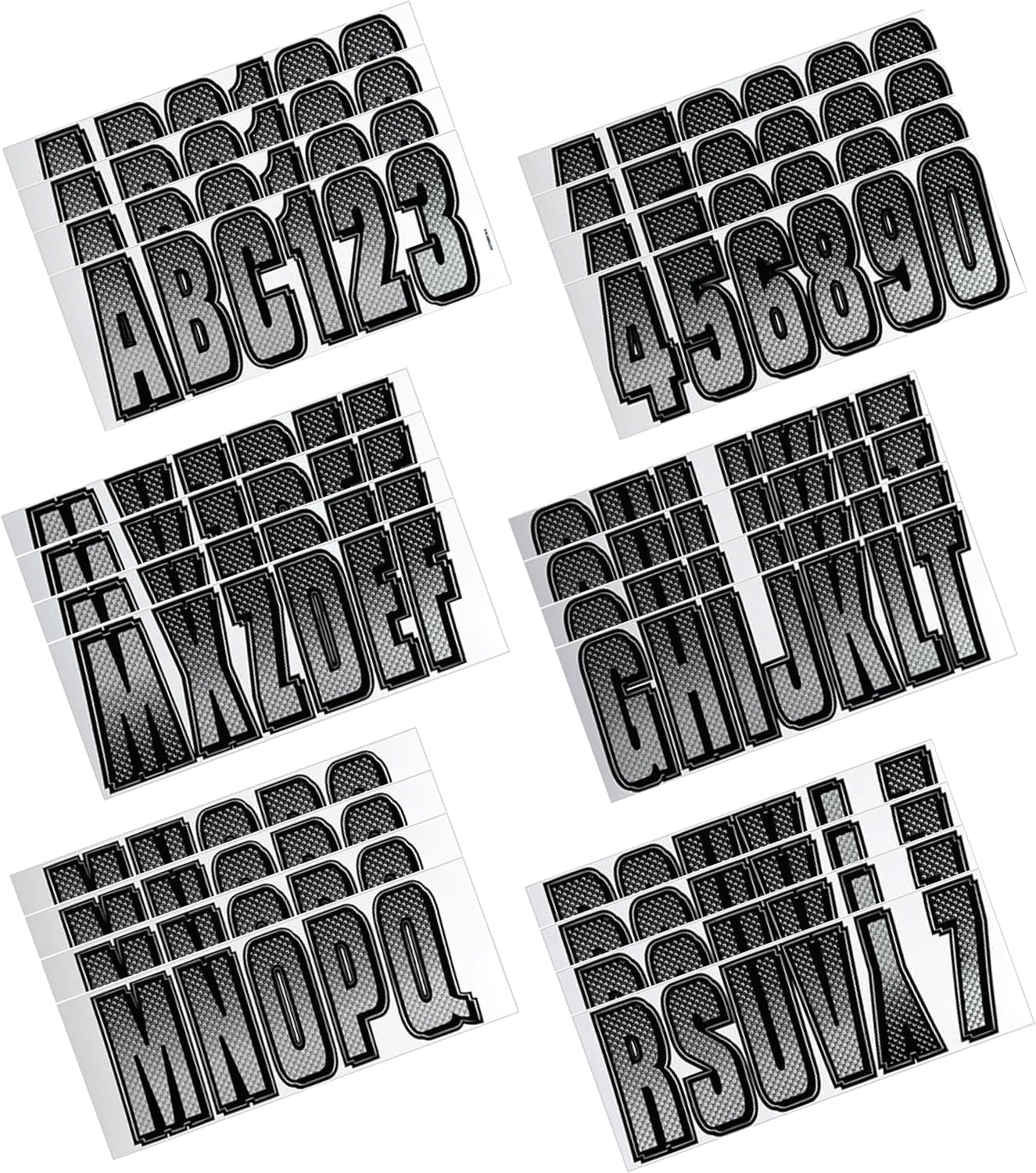 Hardline Products USA Series 300 Boat Registration Numbers & Letters Kit, 3-Inch, Silver/Black Carbon Fiber Style, USCG Compliant Marine Vinyl Decals for Hulls, Pontoons, Center Console & PWCs