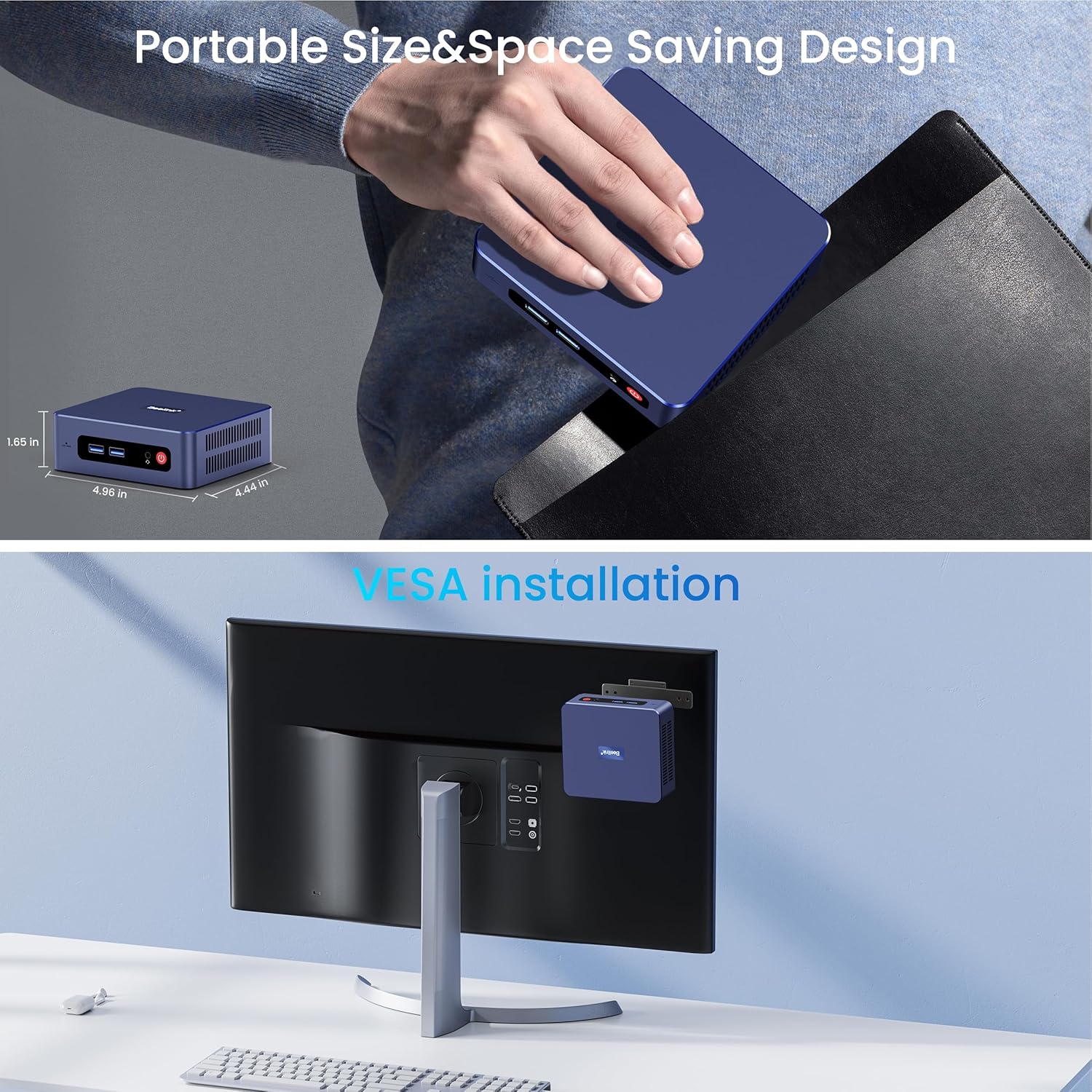 Beelink SER3 mini PC, AMD Ryzen 3200U (Up to 3.5GHz), 16GB DDR4 500GB PCle SSD，mini Computer Support 4K Dual-Screen Display/1000M LAN/WiFi5/BT5, Home/Office Mini Desktop Computer