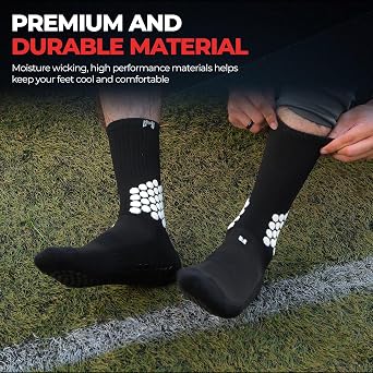 MediCaptain Soccer Grip Socks - Cushioned Ankle Protection, NonSlip Socks With Grip Pads, Athletic Socks for Men Women Youth
