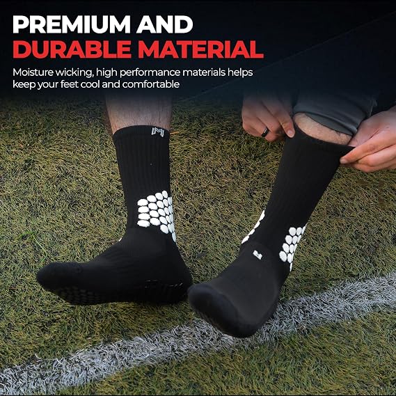 MediCaptain Soccer Grip Socks - Cushioned Ankle Protection, NonSlip Socks With Grip Pads, Athletic Socks for Men Women Youth