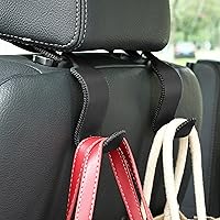 Vista 2 de Amooca Gancho universal para reposacabezas de asiento de automóvil, colgador de cuero con metal para asiento de automóvil, organizador para bolso