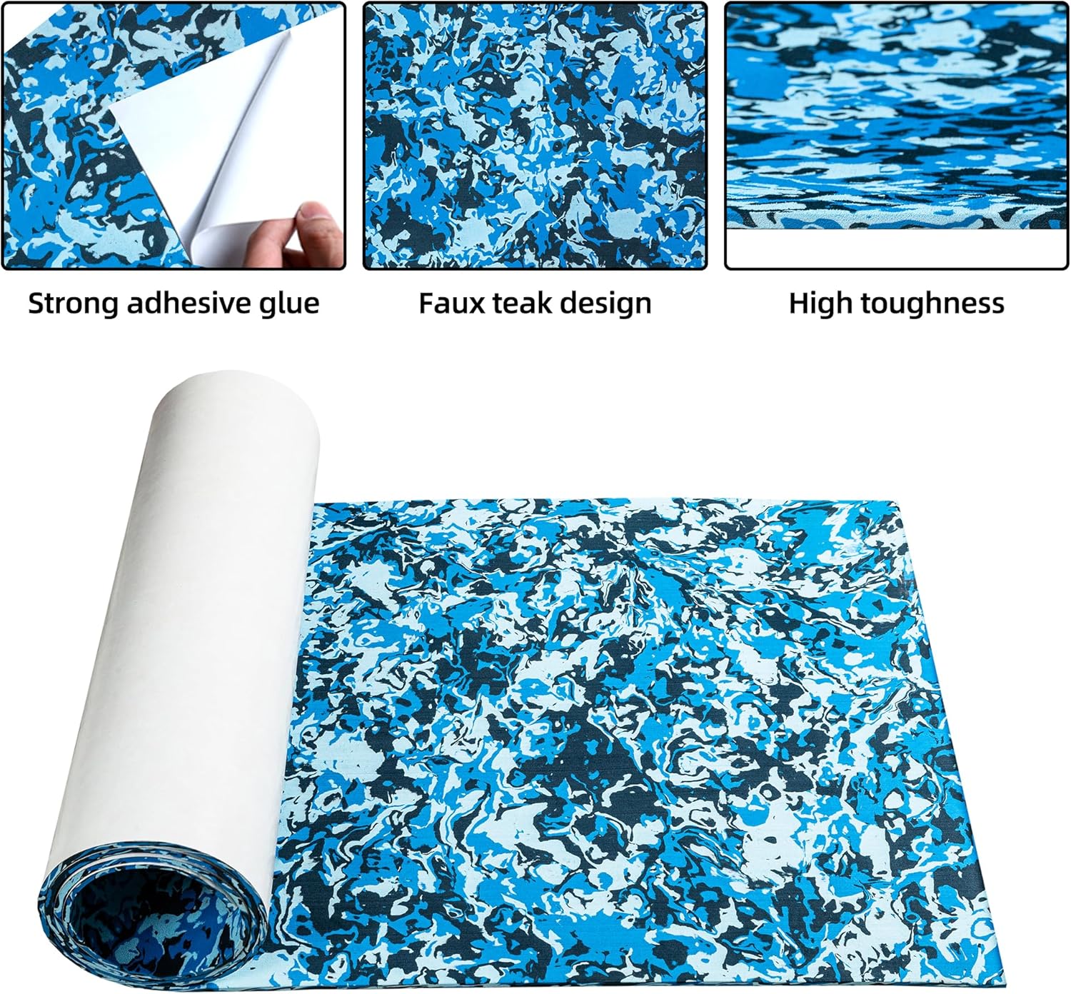 FOCEAN Boat Flooring EVA Foam Boat Decking Marine Flooring Brushed Texture Marine Mats for Jon Boats Bass Boat Kayak RV 94.5" x47.2"/ 23.6"/15.7"