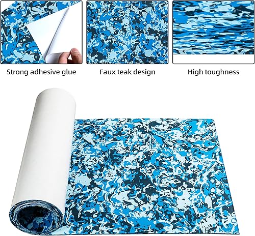 Miniatura 3 de FOCEAN Suelo de lancha de espuma EVA, para cubierta de lancha, textura cepillada, alfombrillas marinas para barcos, yates, kayak, caravana, 94.5 x