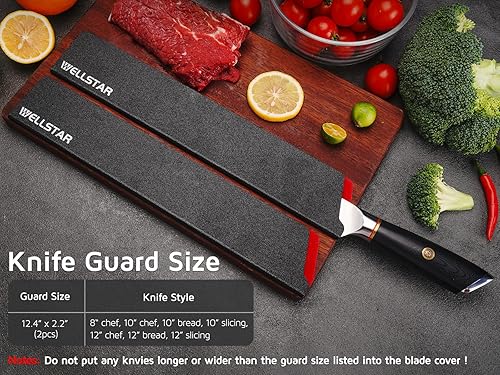 Miniatura 9 de WELLSTAR Juego de protectores de borde de cuchillo, 2 fundas universales de hoja de 12 pulgadas, sin BPA, fundas protectoras de hoja larga de ABS,