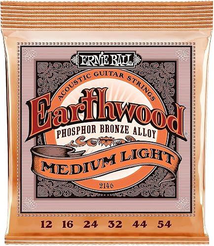 Ernie Ball Phosphor Bronze Acoustic Guitar Strings, 12-54 Medium Light