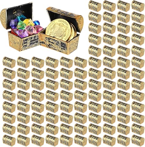 HooLing 150 piezas de mini cofre del tesoro pirata, pequeños cofres del tesoro de plástico, caja de almacenamiento de colección de joyas piratas