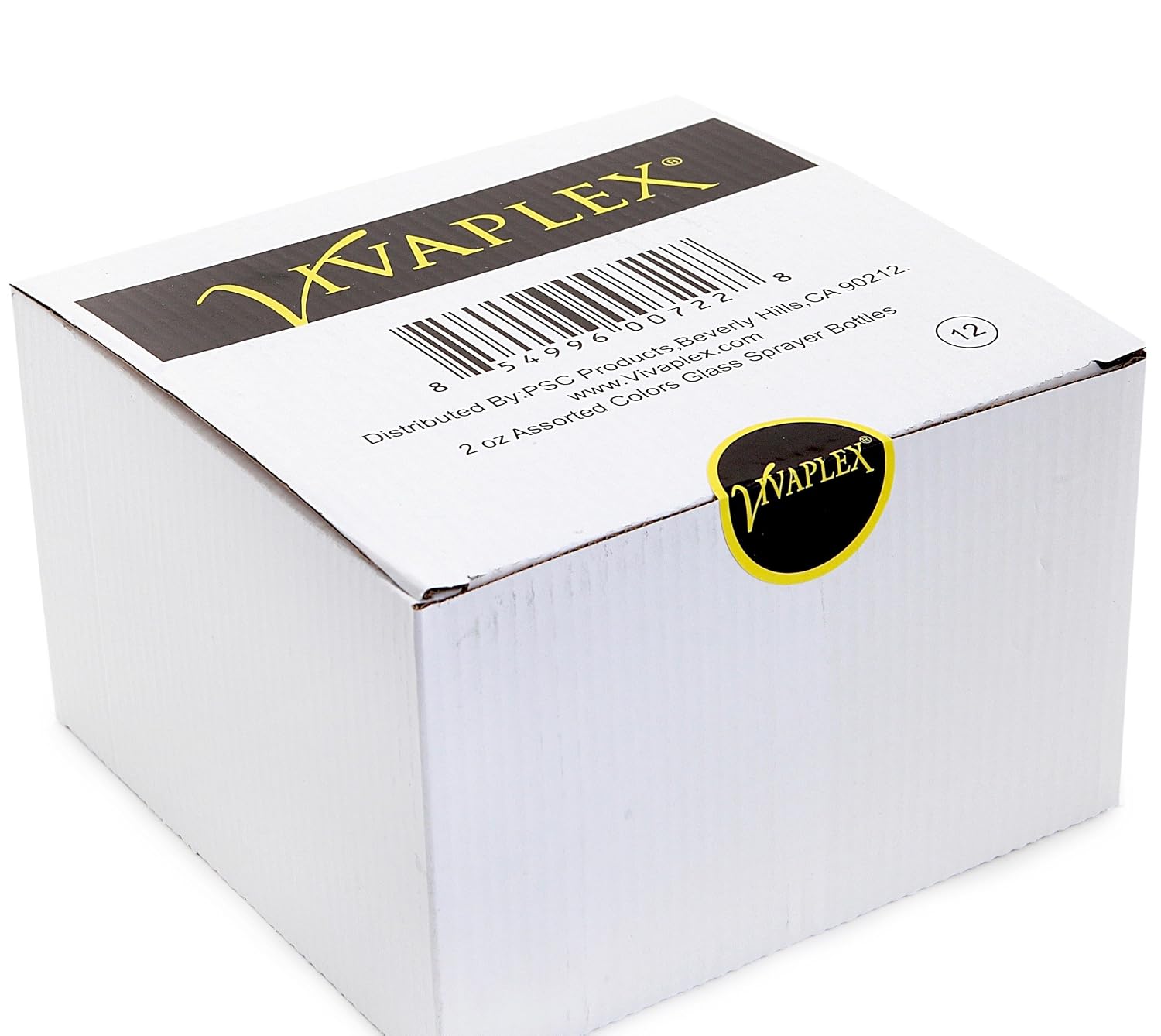 Vivaplex, 12, Assorted Colors, 2 oz Glass Bottles, with Black Fine Mist Sprayers