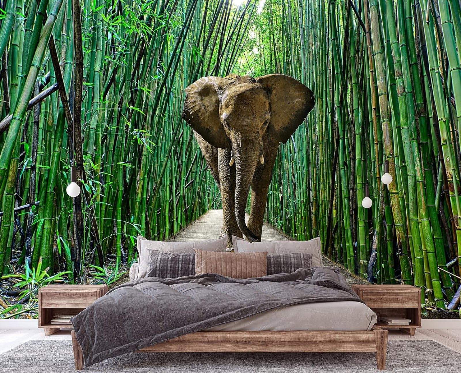 Kfjhgbdshhj 3D Mural Photo Mural-Wallpaper Elephant In The Jungle - For Living Room Bedroom,350Cmx256cm Poster - Wall Sticker - Frameless Picture