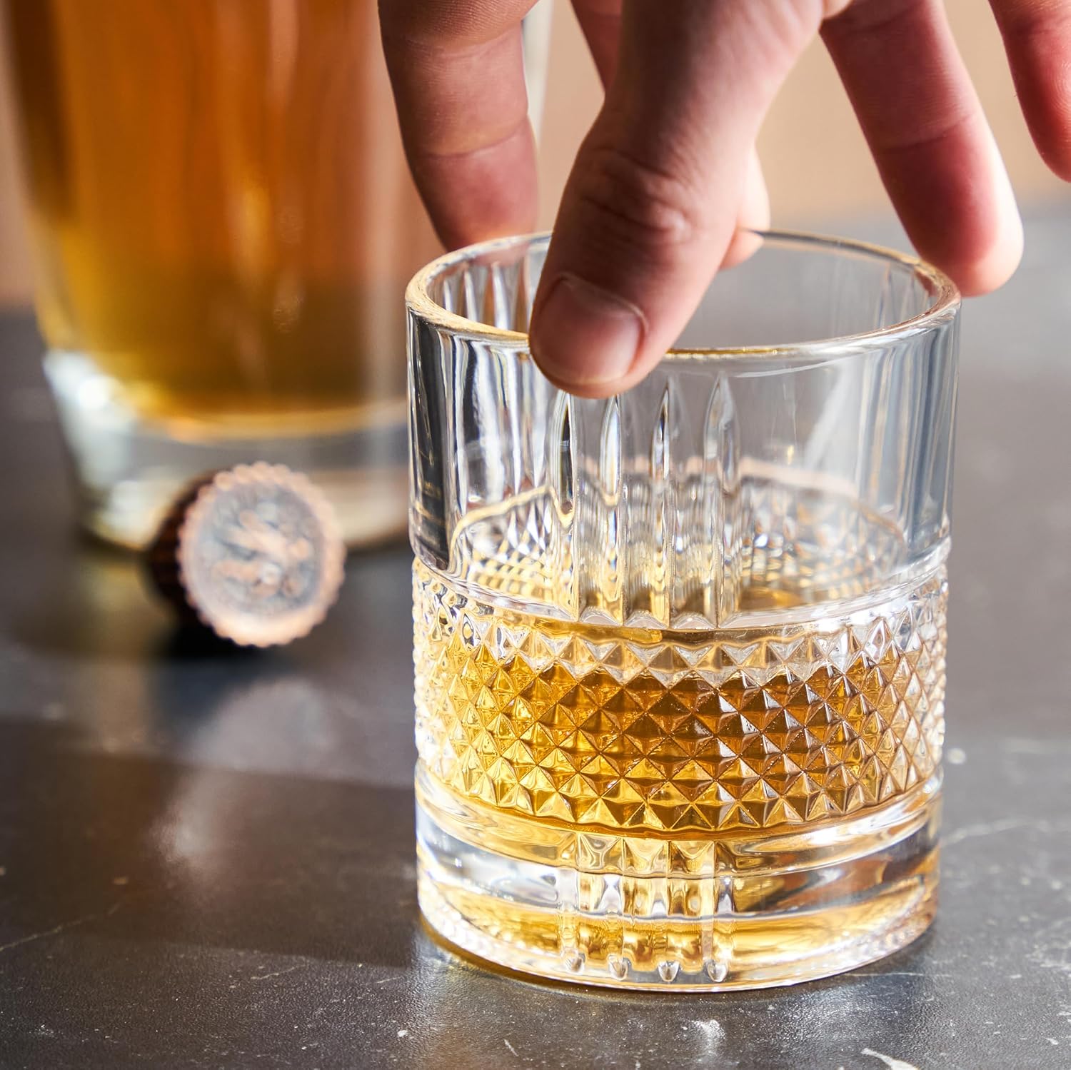 Viski Revolve Spinning Whiskey Glass, Unique Bourbon Glass, Old Fashioned Cocktail glass, Crystal Cut Scotch Glass, Set of 1, 10oz - Image 6