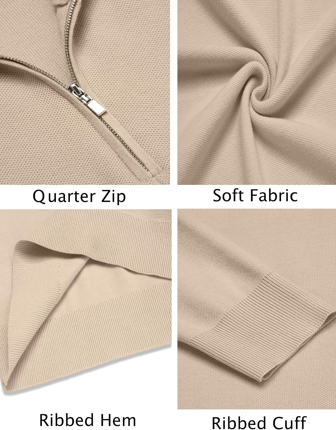 COOFANDY Mens Quarter Zip Pullover Slim Fit Lightweight Sweater Mock Neck Casual Polo Sweaters