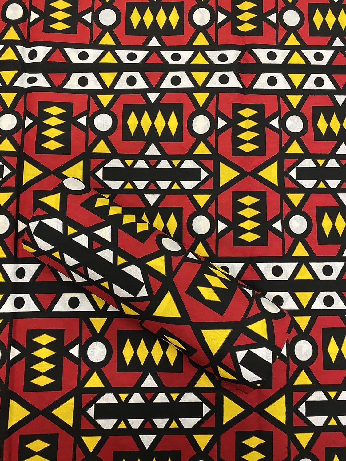 African Ankara Wax Wrapper/African Fabric/Exclusive African Traditional Tribal Prints Fabric/African Prints Fabrics/African Wax Prints Fabric/Red/Black/White- 6 Yards Piece.