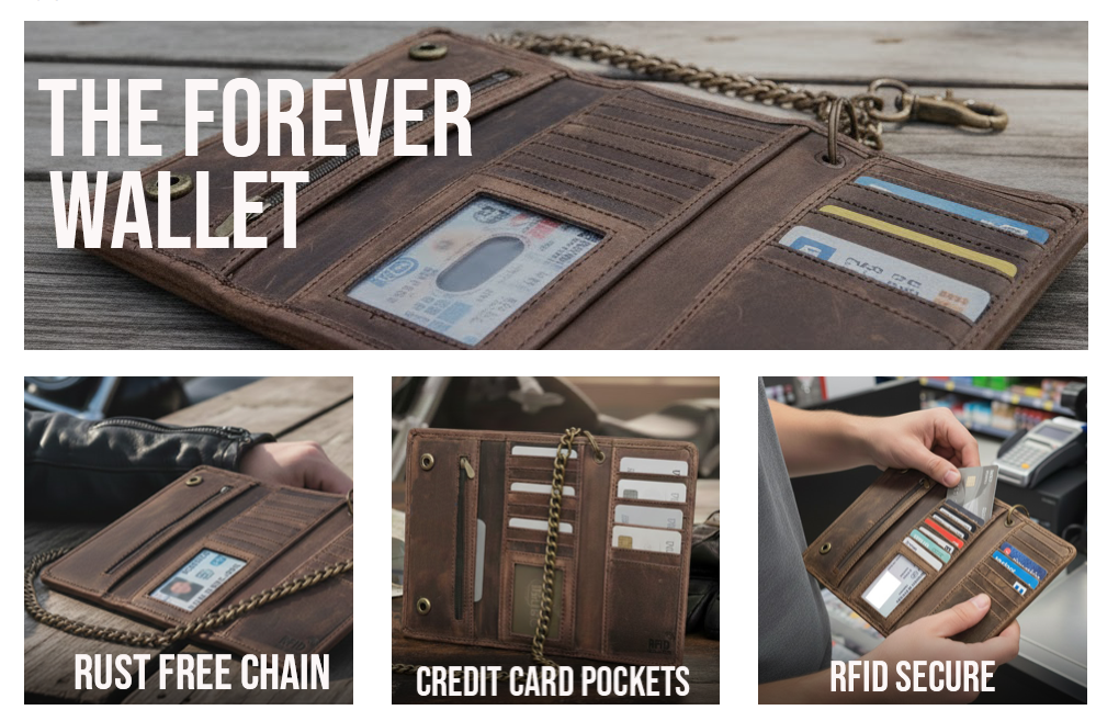 Amazon.com: IBRO Motorcycle Chain Wallet for Men – Premium Cowhide