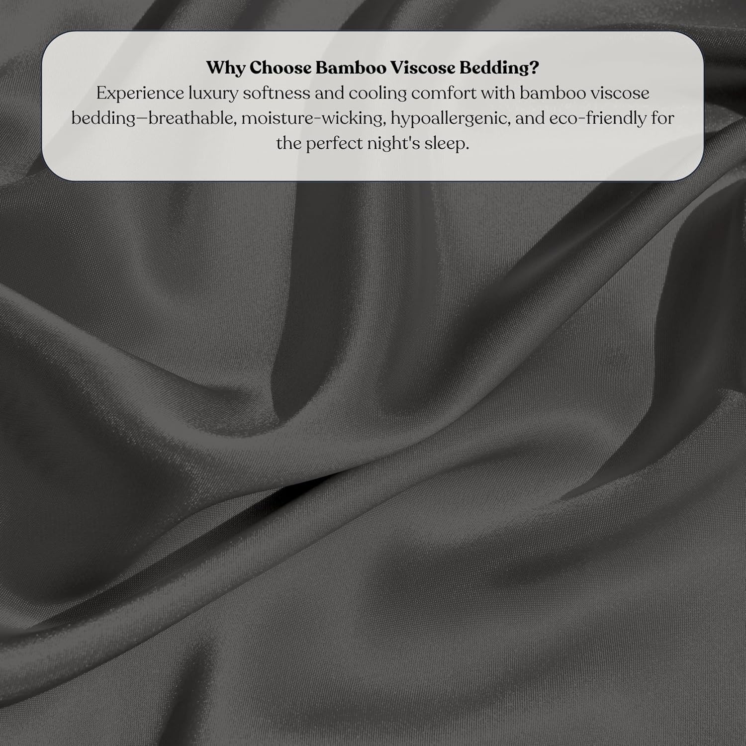 100% Organic Viscose Derived from Bamboo Fitted Sheet - Deep Pocket, Ultra-Soft Cooling Bed Sheet, Secure Fit for Mattresses Up to 18” (Dark Grey, California King)