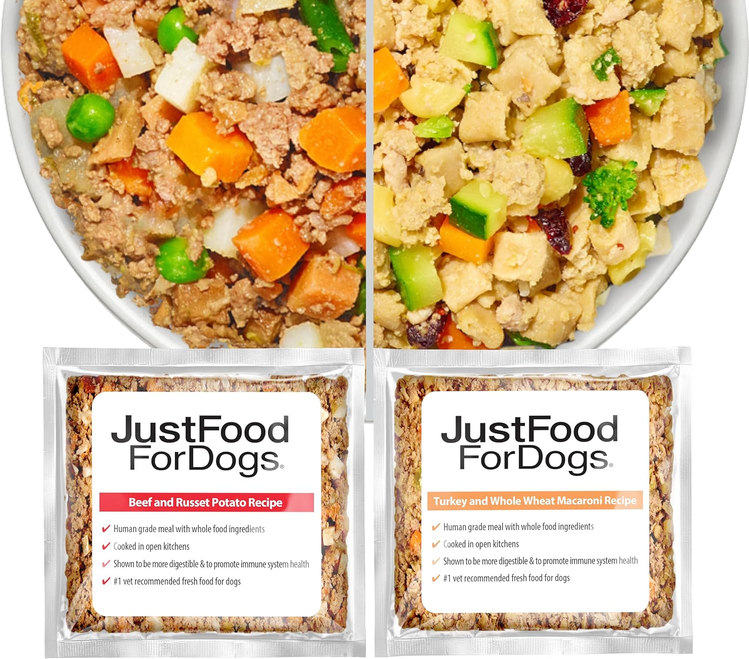 JustFoodForDogs Frozen Fresh Dog Food Topper Starter Pack, Beef & Turkey Human Grade Dog Food Recipes, 5.5 oz (Pack of 9)