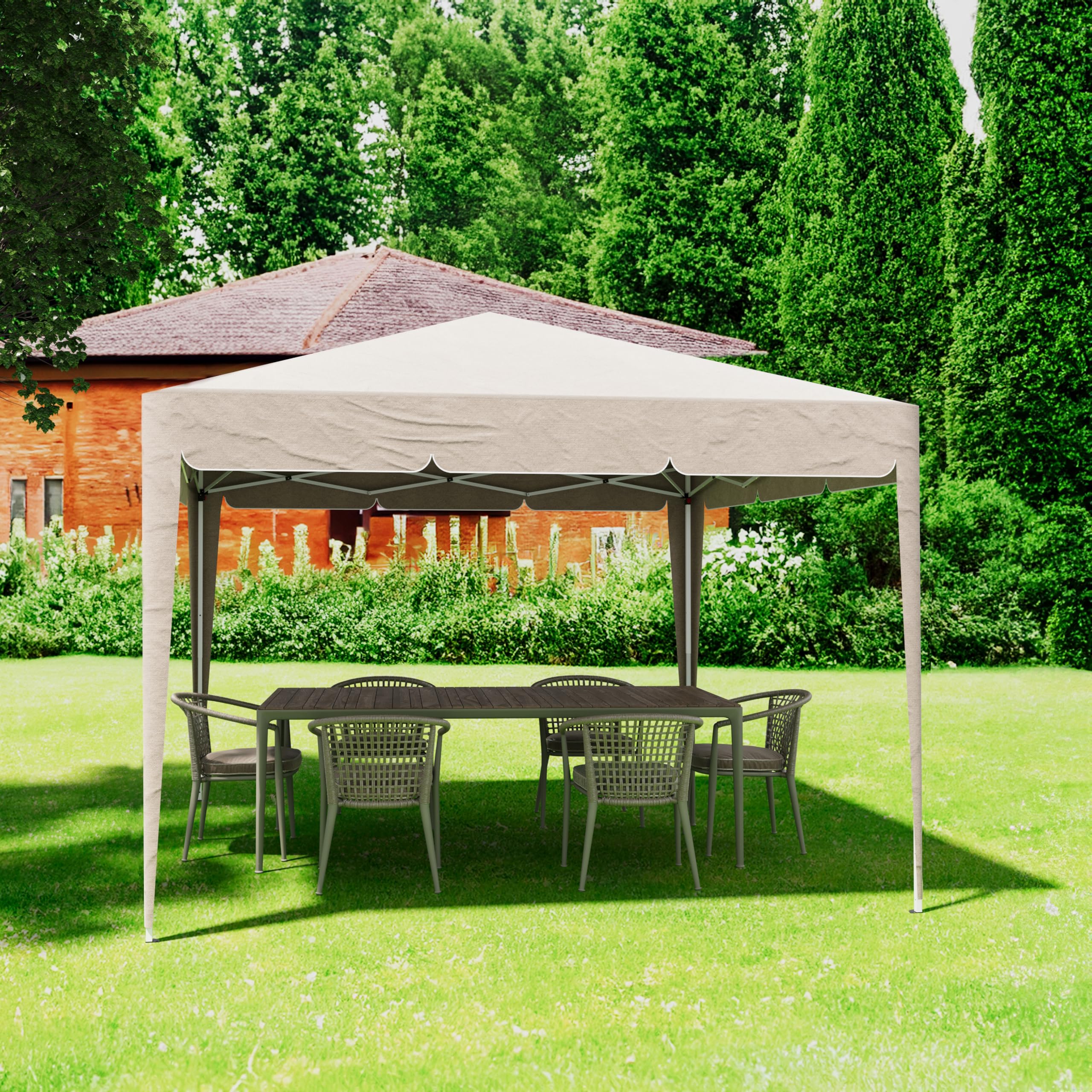 Gazebo Pieghevole 3x3m Idrorepellente Struttura Acciaio Copertura 160g/m² Tortora