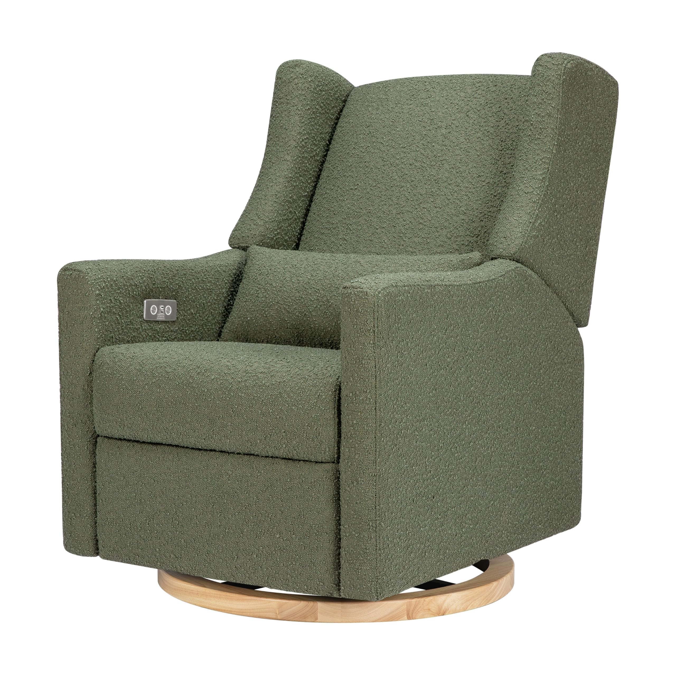 Photo 1 of Kiwi Glider Recliner w/Electronic Control and USB | in Olive Boucle w/Light Wood Base, Greenguard Gold Certified