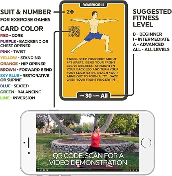 Stack 52 Yoga Exercise Cards: Designed by Certified Yoga Instructor. | Video Instructions Included. Beginner to Advanced Poses and Asana Workouts. Improve Fitness and Flexibility.