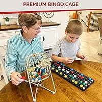 Vista 8 de MR CHIPS Juego de bingo profesional de 11 pulgadas de alto con jaula de acero, bolas eternas de 7/8 pulgadas, tablero maestro para bolas