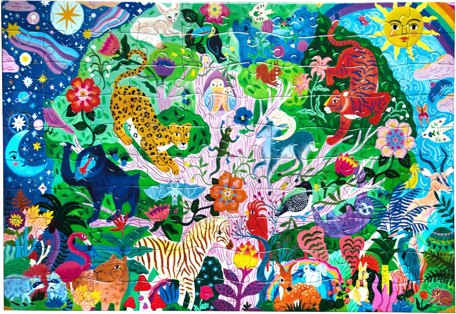 eeBoo 100 Piece Puzzle for Kids - Tree of Wildlife Children's Puzzle Nature Themed, Large Pieces for Small Hands to Develop Motor Skills