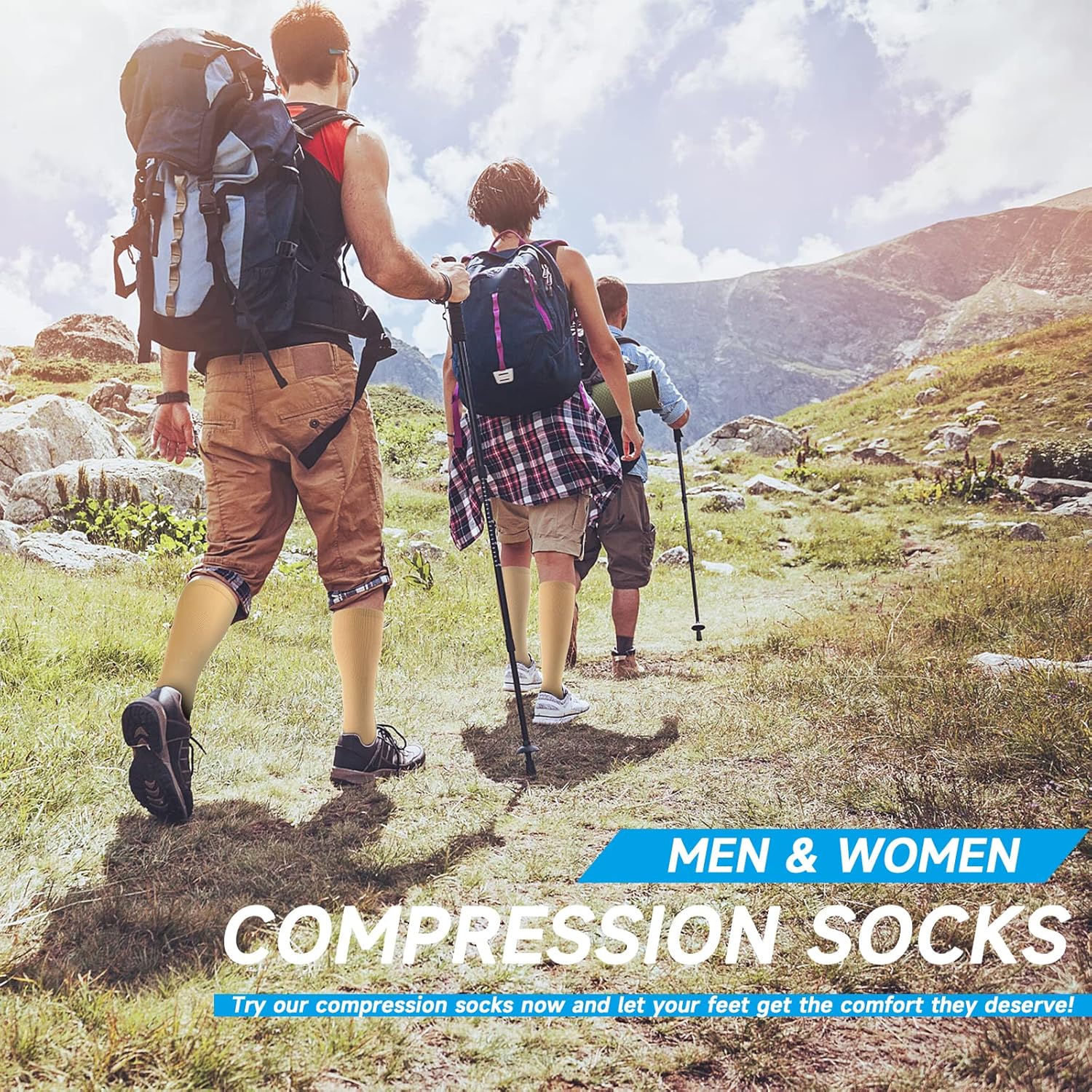 Open Toe Compression Socks Women & Men-2 Pairs 15-20 mmHg Knee High Stockings for Circulation Support - Image 5