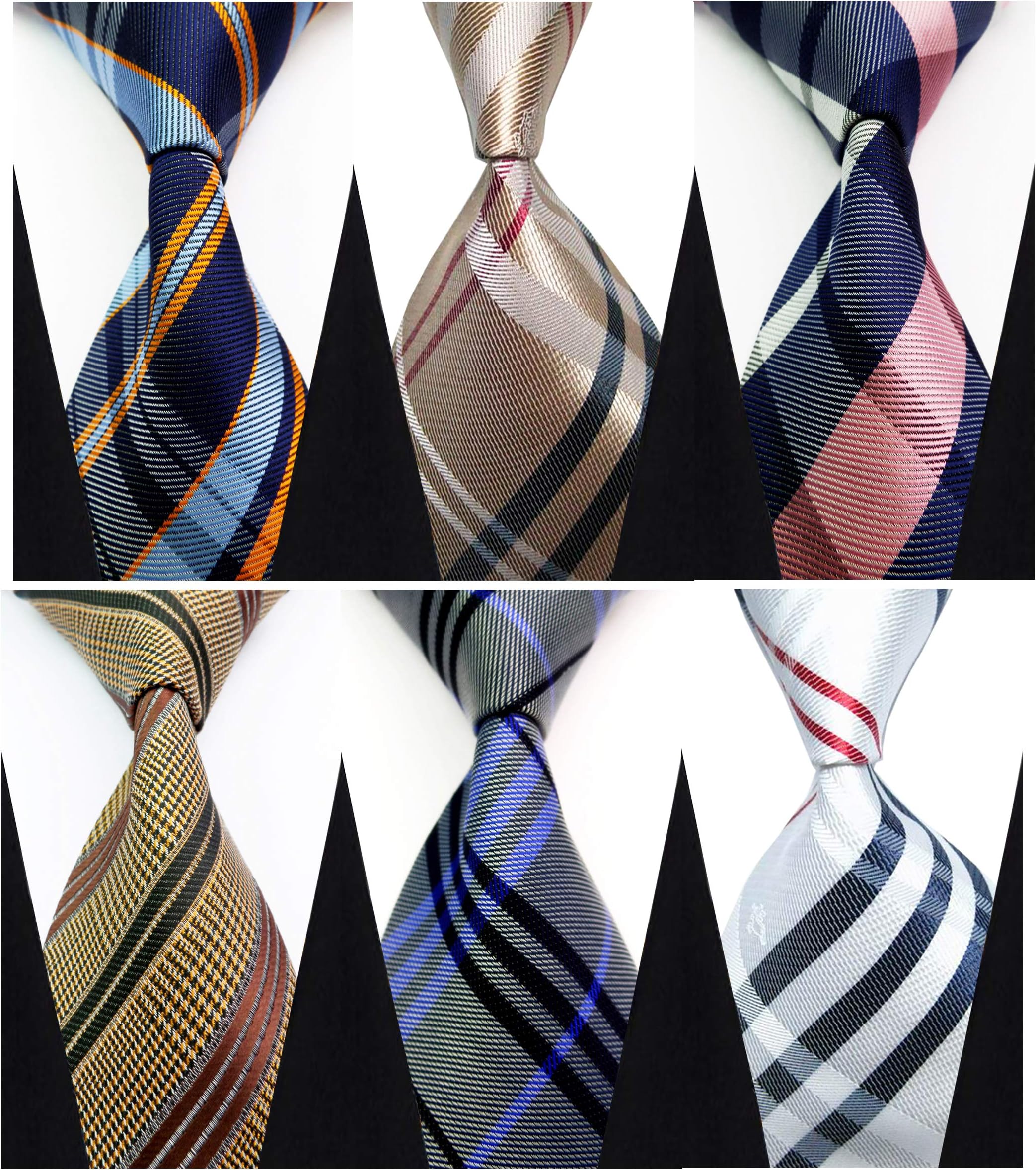 Set of 6 w3dayup mens Classic Tie Necktie Woven JACQUARD Neck Ties For Men 6pt003