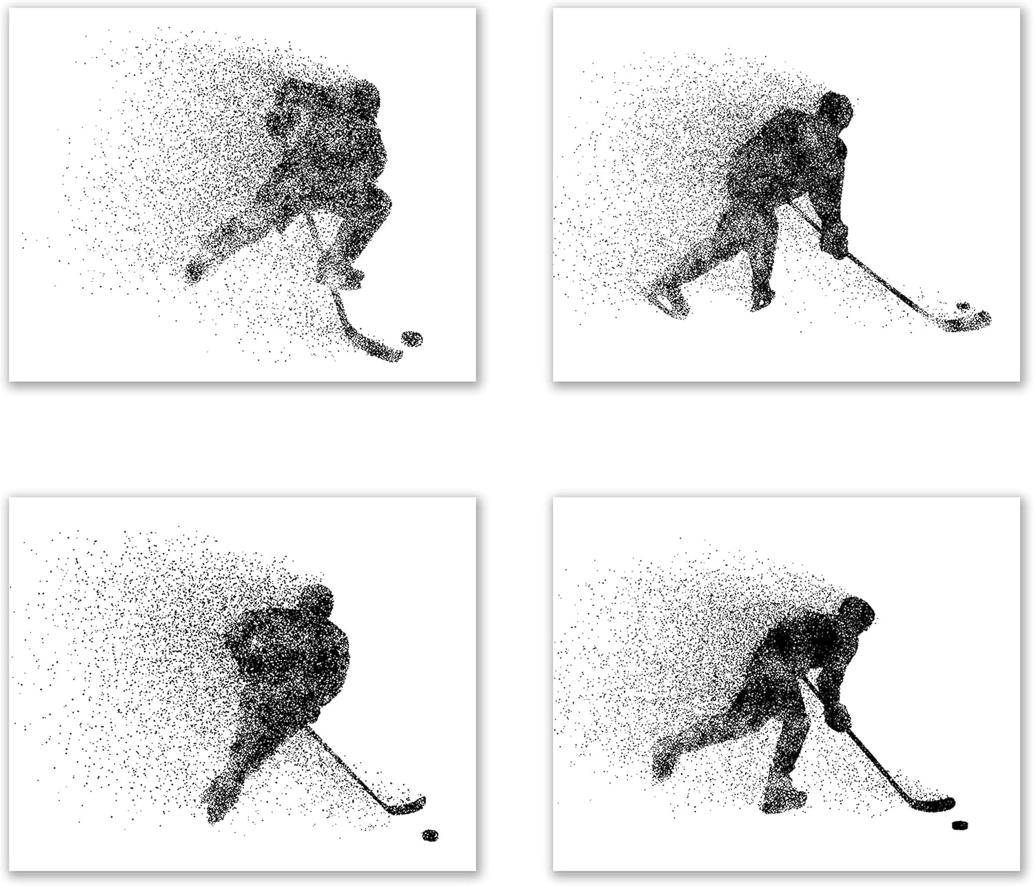 Hockey Wall Art Prints Set of 4 (8x10) Unframed Hockey