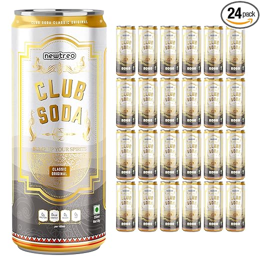 Newtreo Club Soda | Carbonated Water with Minerals | 30% Extra Fizz | Pack of 24 cans