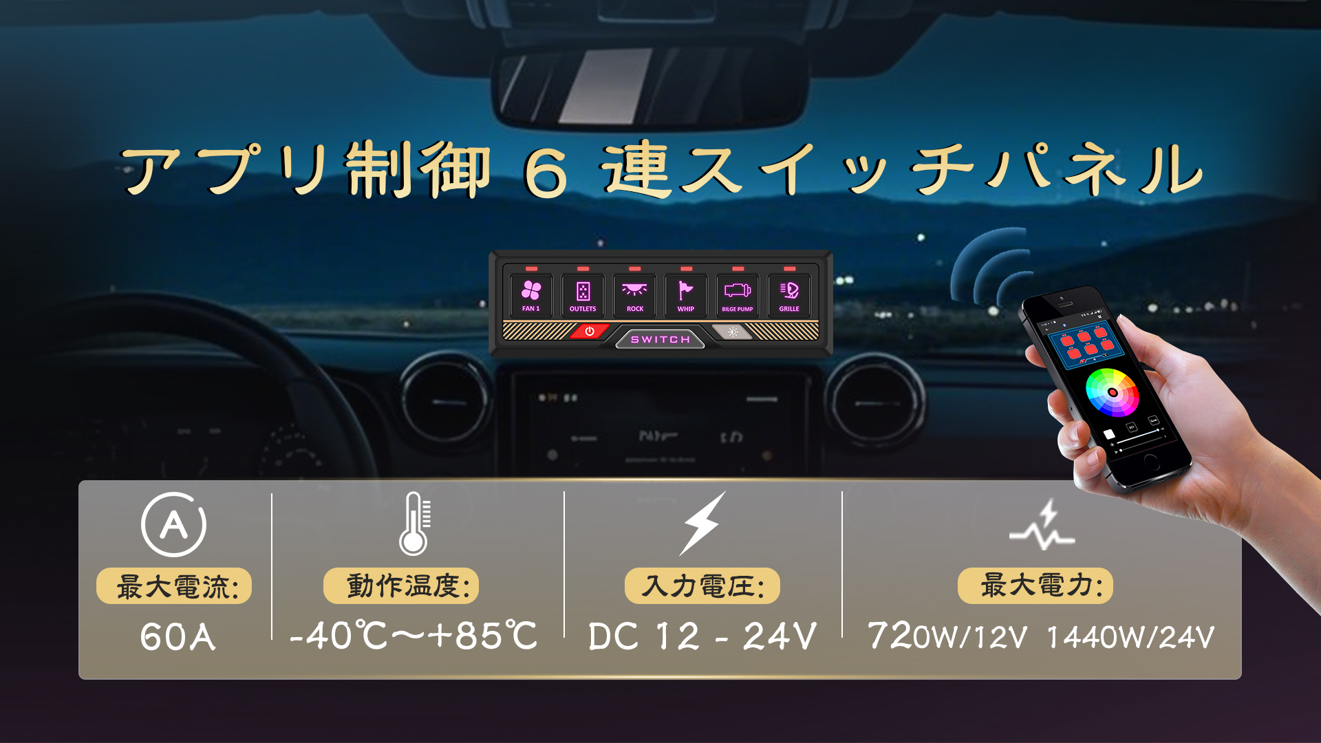 Amazon.co.jp: CHELHEAD 6連 スイッチパネル Bluetooth アプリ制御 RGB