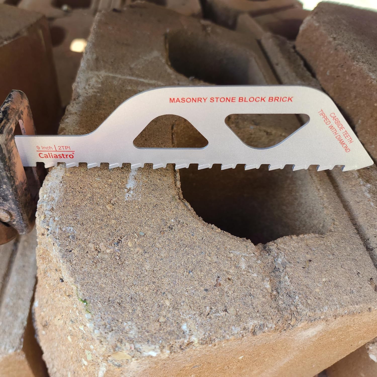 9-Inch Masonry Demolition Reciprocating Saw Blade - Brick, Mortar, Cinder Block, Aerated Concrete - Carbide Teeth - Caliastro 2-Pack