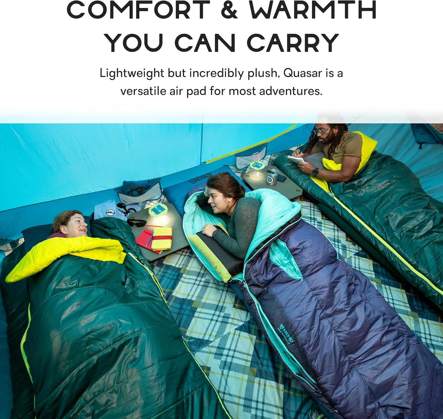 Nemo Equipment Quasar 3D Lightweight Sleeping Pad - Insulated Double (72"x52") - Bluebird