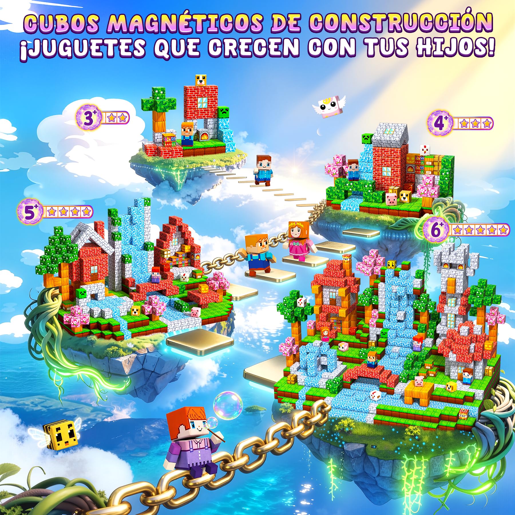 Pourbibi 𝟑𝟎𝟎 𝐏𝐢𝐞𝐳𝐚𝐬 Bloques Magneticos Construccion Niños,Magneticas Niños,Juguetes Niños 3 Años,Piezas Construcciones Magneticas,Juguete Creativo Montessori para 3-10 Años,Neumaticos Turismo
