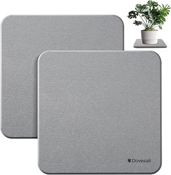 Plant Saucer, 8" Instantly Dry Diatomaceous Earth Stone Prevents Moisture Buildup, Flower Plant Tray Pot Saucer Keep Counter and Floors Dry and Clean 2 Pack- Dark Gray