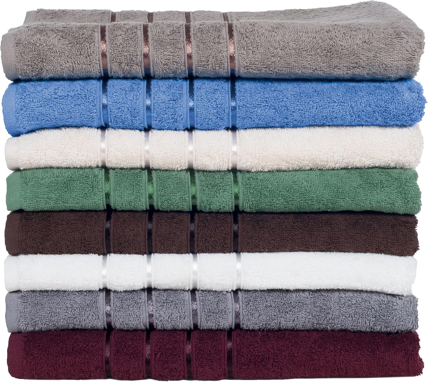 Lavish Home 8PC Plush Bathroom Towels Set - 650GSM 100% Cotton Bathroom Essentials with 4 Absorbent Wash Cloths, 2 Hand Cloths, and 2 Bath Towel for Shower, Gym, Dorm and Spa (Green)