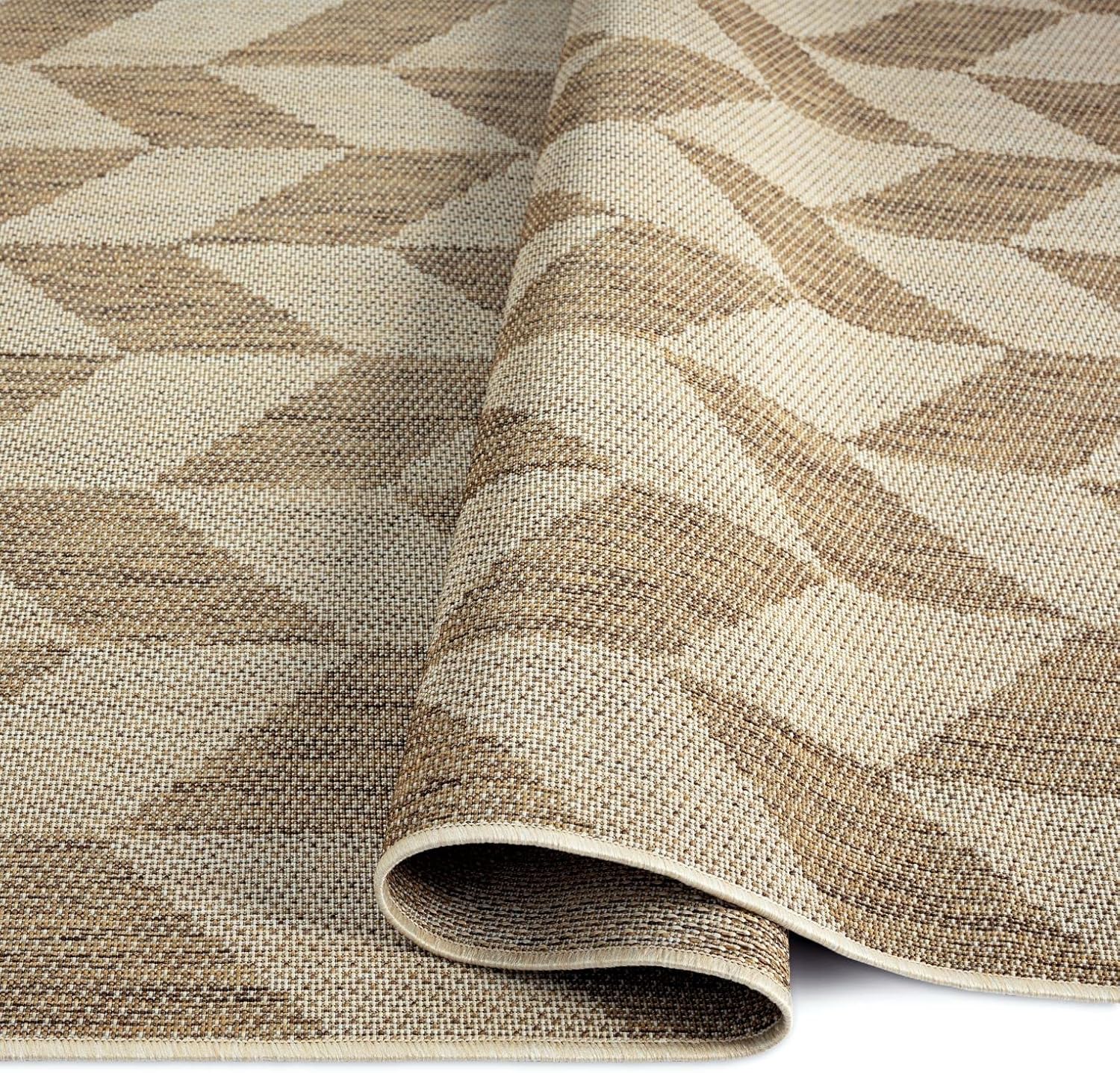 Nicole Miller New York Patio Country Calla Contemporary Herringbone Indoor/Outdoor Area Rug, Brown/Beige, 6'6"x9'2"