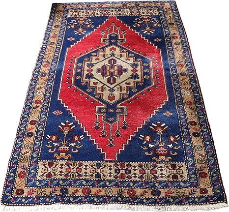 Amazon トライバルラグ トルコ絨毯 ヴィンテージラグ 手織りウールラグ パイル織り ラグ カーペット オンライン通販