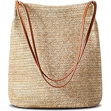 Bolsas de Playa de Paja para Mujeres, Bolso de Hombro Tote Bolso para Mujeres, Cubos de Bolso de Paja de Playa Bolsos de Hobo de Moda de Verano