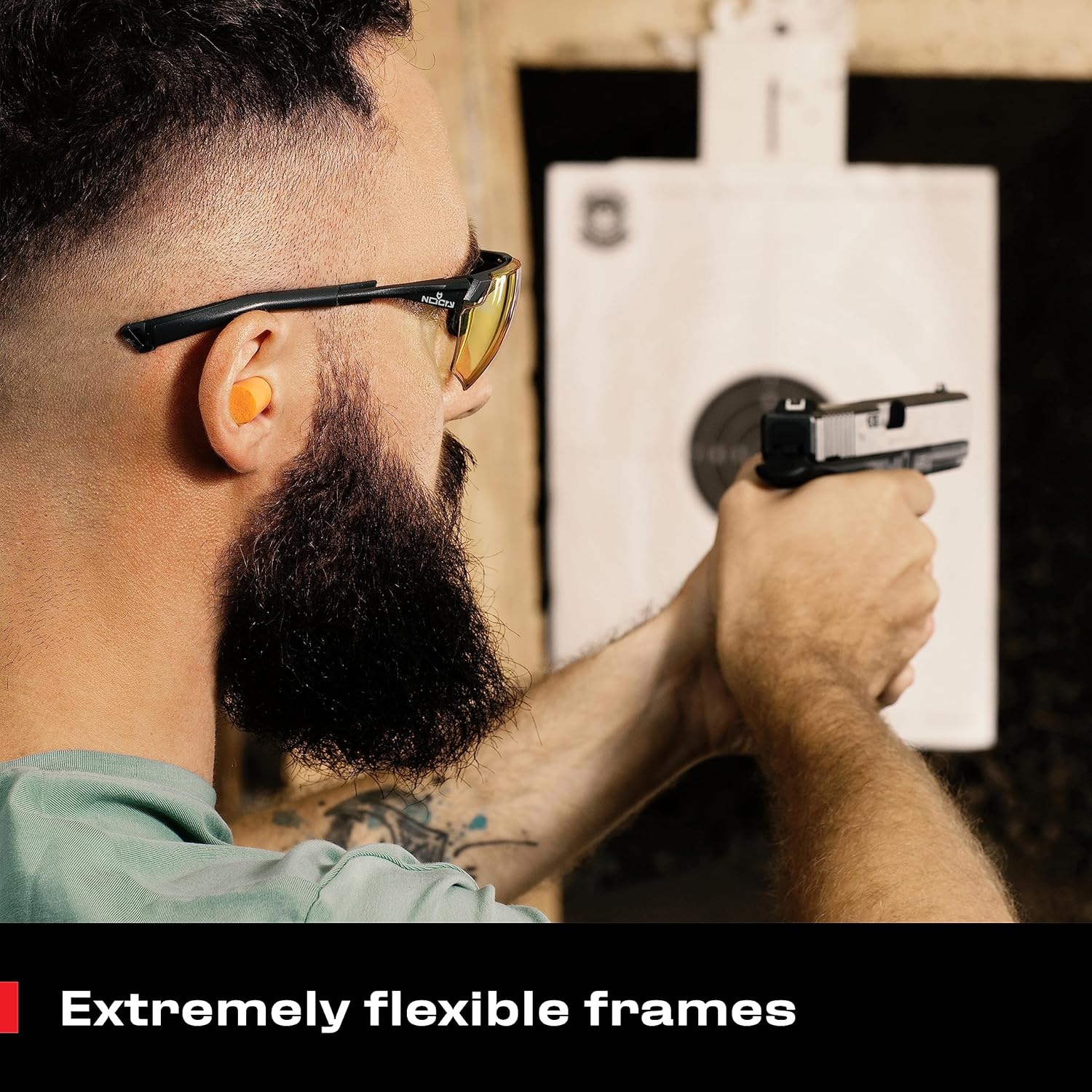 NoCry Yellow Safety Glasses for Men – ANSI Z87 Rated Shooting Eyewear with Scratch and Fog Resistant Lenses – Blue Light Blocking, 100% UV Protection – Fully Adjustable for a Comfortable Fit - Image 2