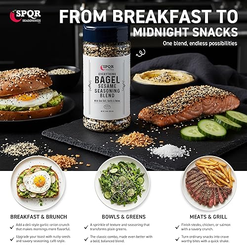 Miniatura 6 de Mezcla de condimentos Everything Bagel Original XL 10 onzas. Deliciosa mezcla de sal marina y especias, ajo seco picado y hojuelas de cebolla.