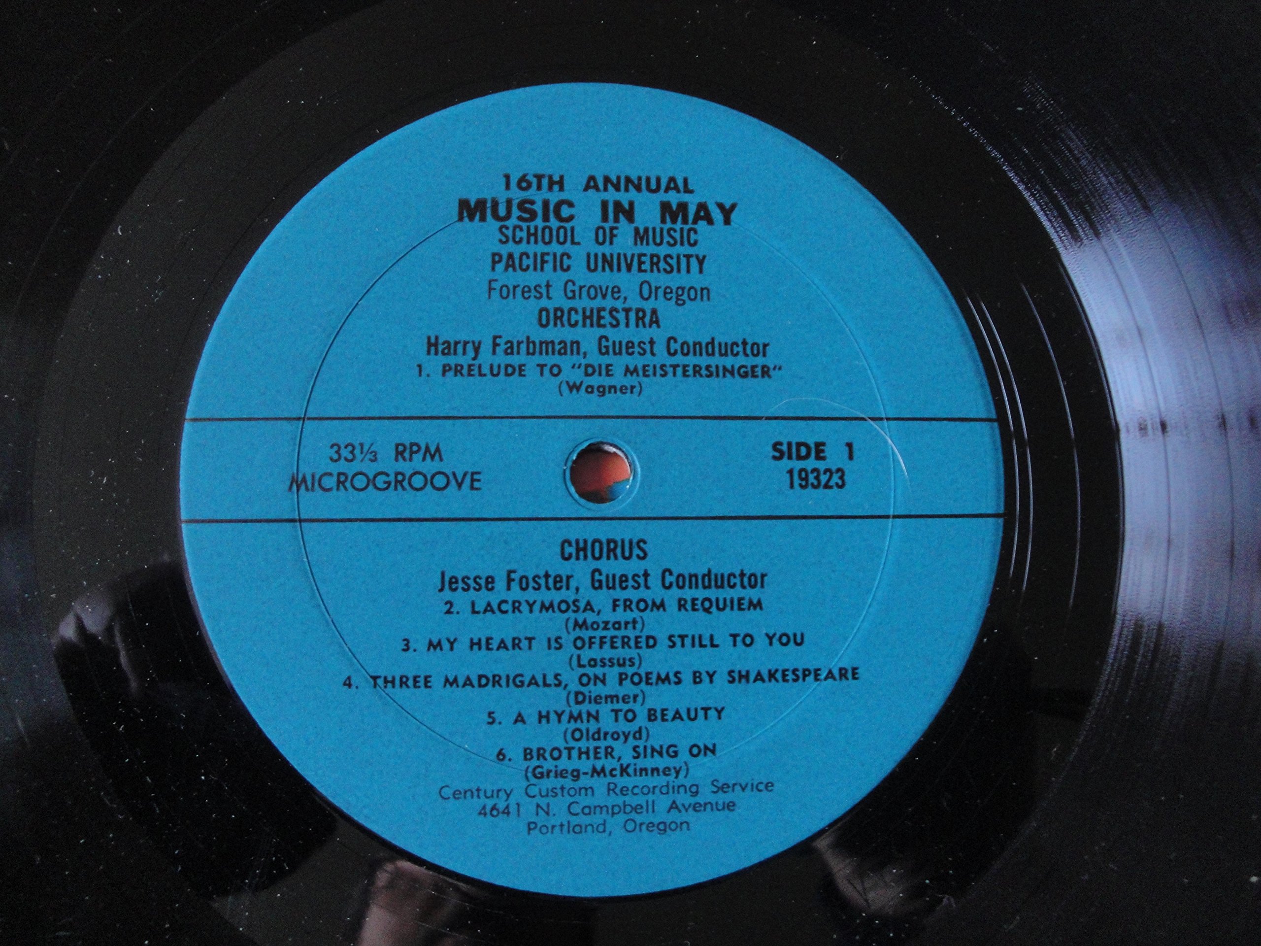 16TH Annual Music In May School Of Music Pacific University Vinyl Lp