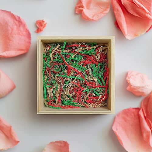 Miniatura 2 de BOXHOME Relleno de papel triturado (1 libra), papel cortado arrugado para envolver y rellenar cestas de regalo, cajas de regalo, rojo, kraft y