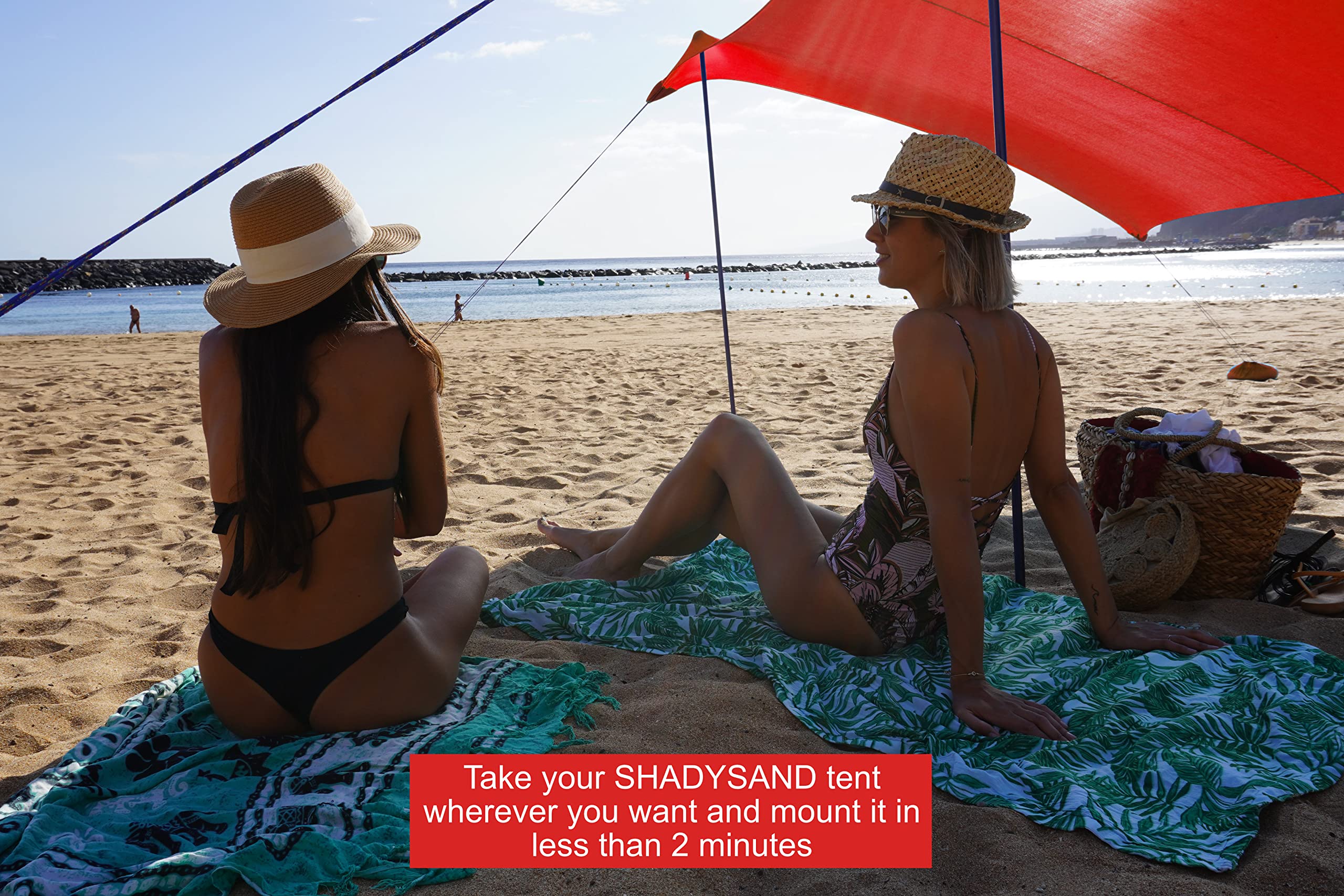 Grande tenda da spiaggia familiare anti UV (UPF 50+) fino a 5 persone, compatta leggera e pratica. Rifugio da spiaggia, riparo da sole per neonati, bambini e adulti. Entra in Una Valigia a