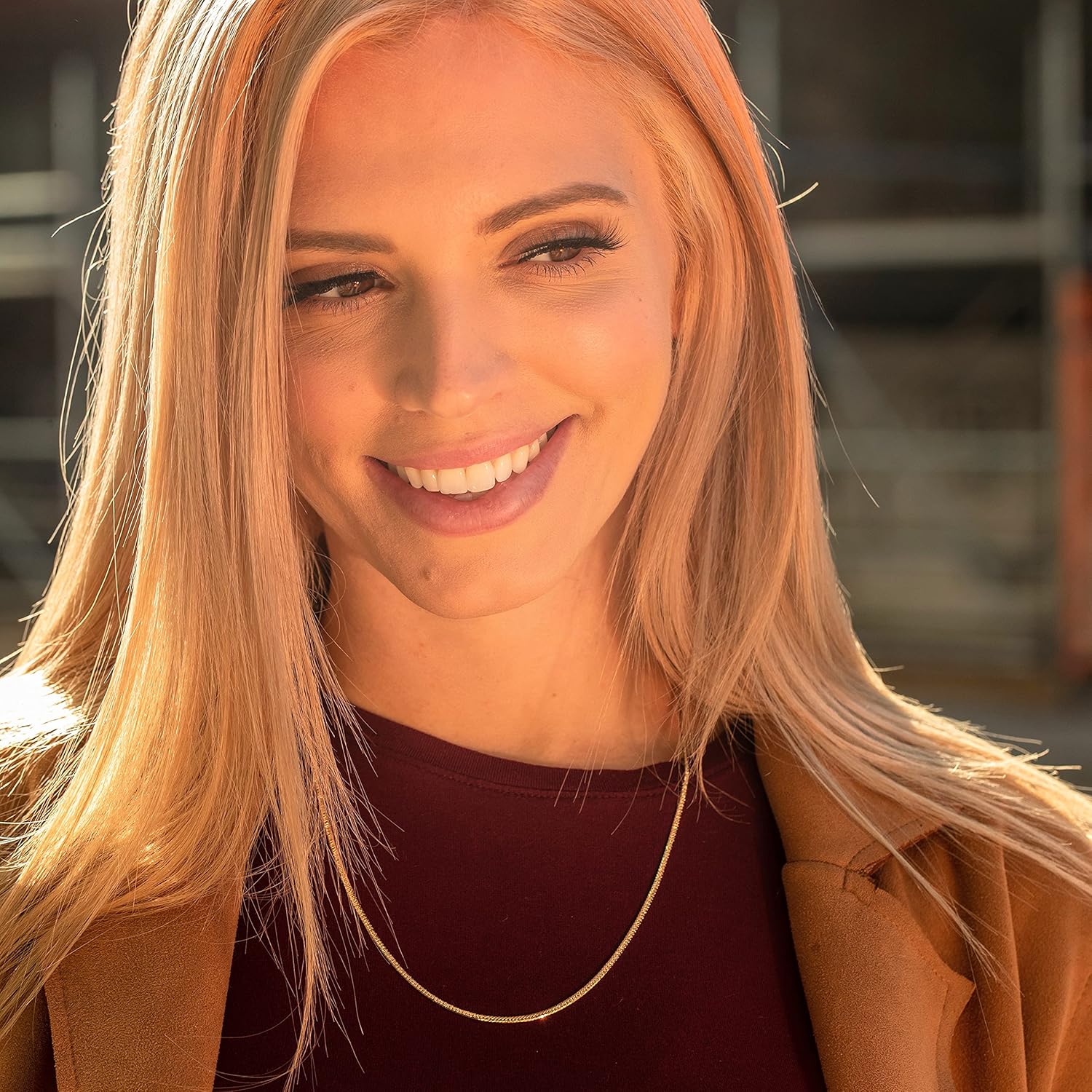 LIFETIME JEWELRY Crushed Herringbone Chain Necklaces for Women and Men 24k Gold Plated - Image 2