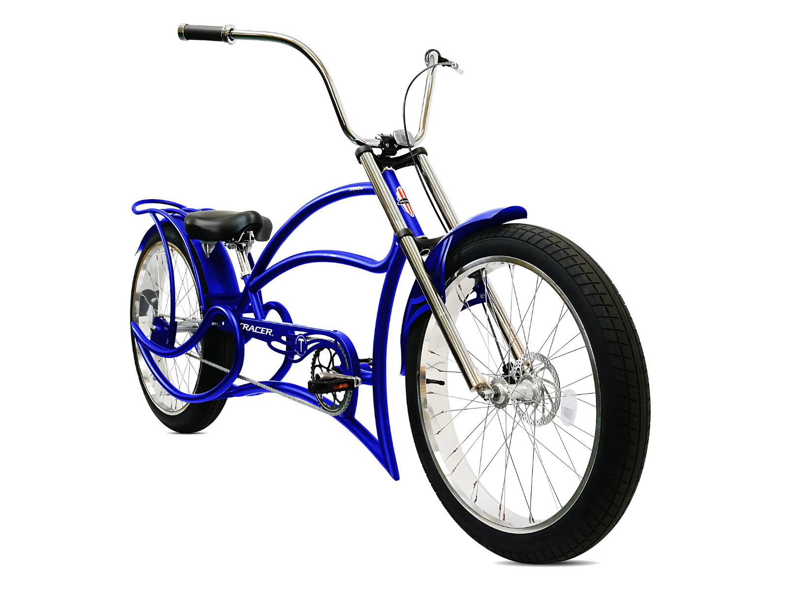 Tracer Leopard 26 Inch Wheel Chopper Stretch Bike Beach Cruiser High Rise Handlebar Suspension Fork 3 Speed 26 X 3 Fat Tires (Black) : Sports & Outdoors