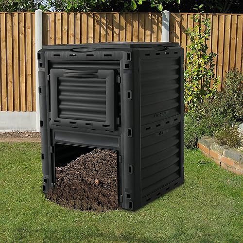 Cubo de abono de jardín  80 galones (300 litros)  Caja de compost al aire libre con material de polipropileno, fácil montaje, ligero, crea suelo